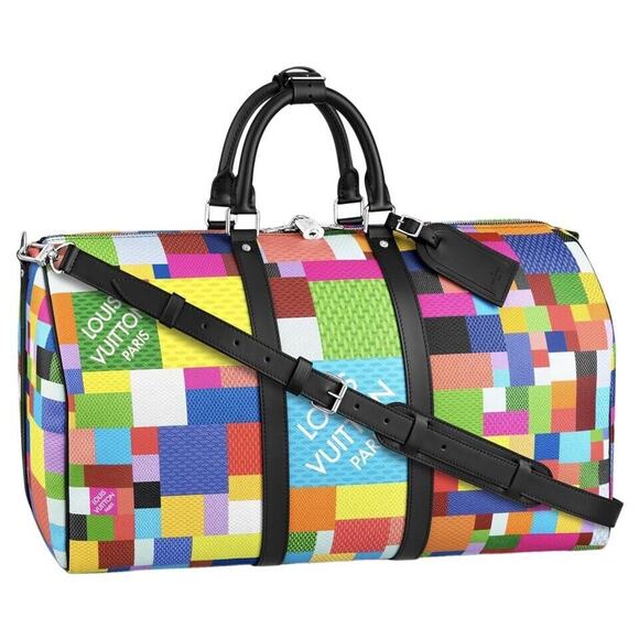 Louis Vuitton Keepall Bandouliere 50 Multicolor Damier 3D Lego Duffle Travel Bag - Picture 1 of 12